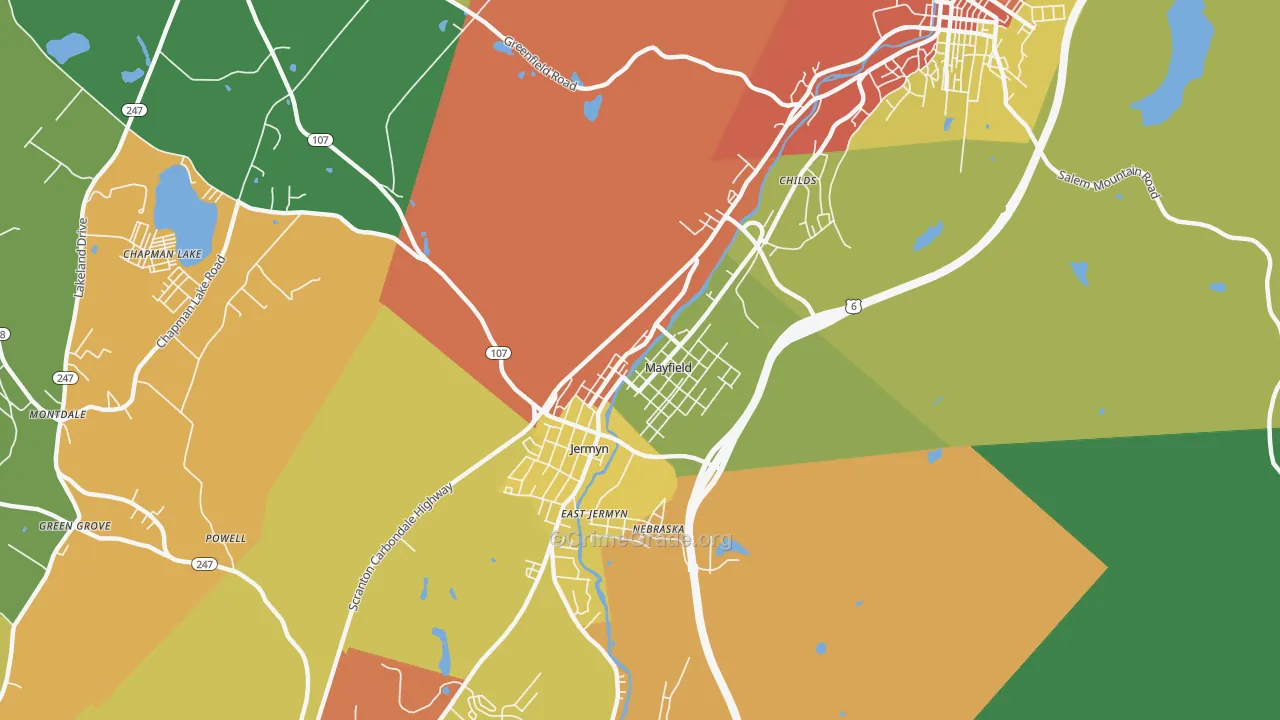 Mayfield, PA Map of Theft Rates
