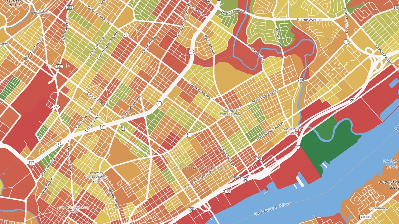 Mayfield, Philadelphia, PA Map of Theft Rates