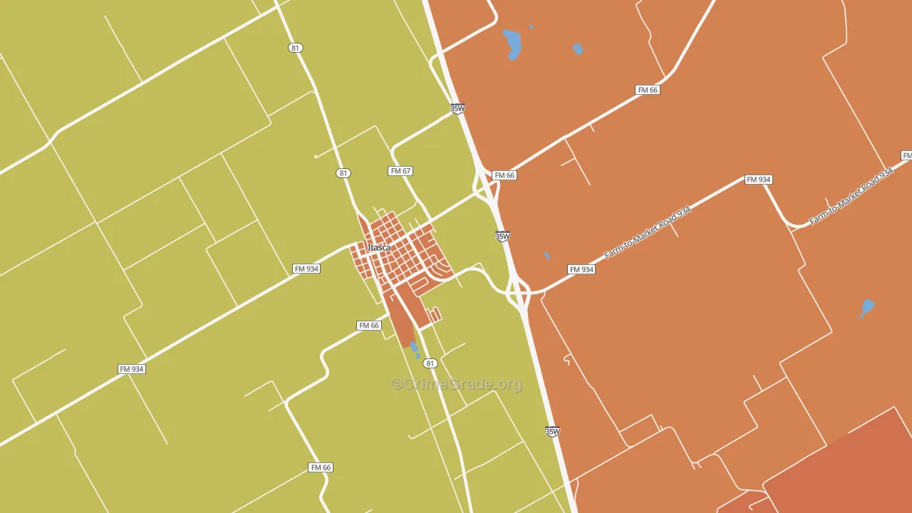Mayfield, TX Map of Theft Rates