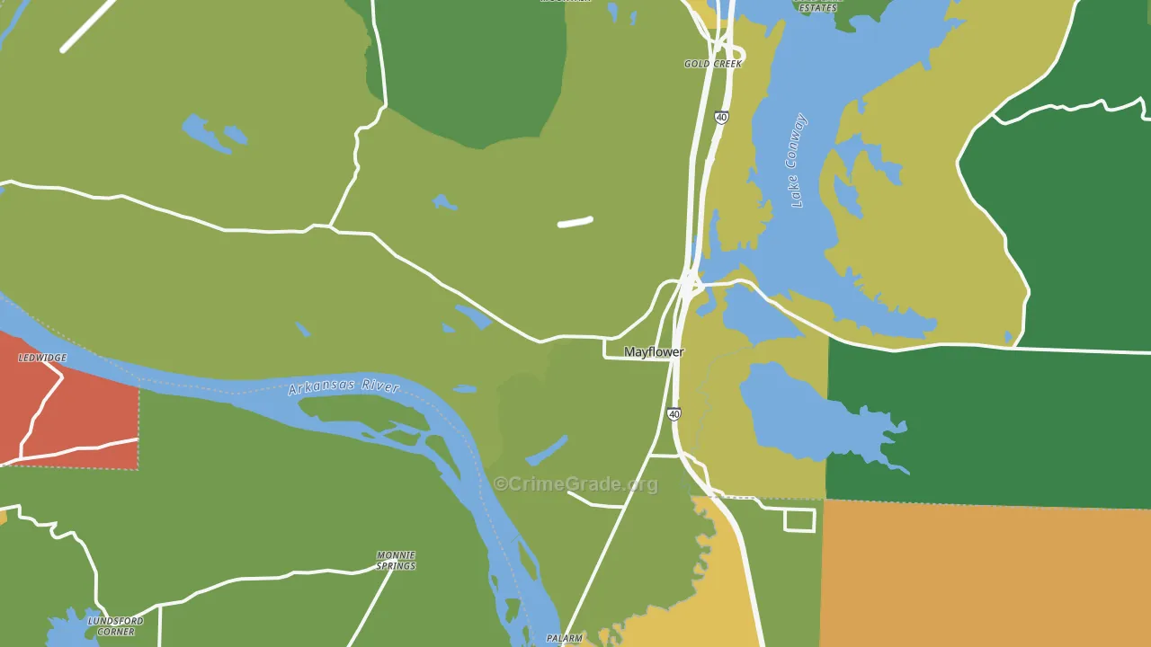 Mayflower, AR Map of Theft Rates