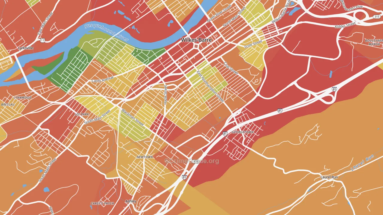 Mayflower, Wilkes-Barre, PA Map of Theft Rates