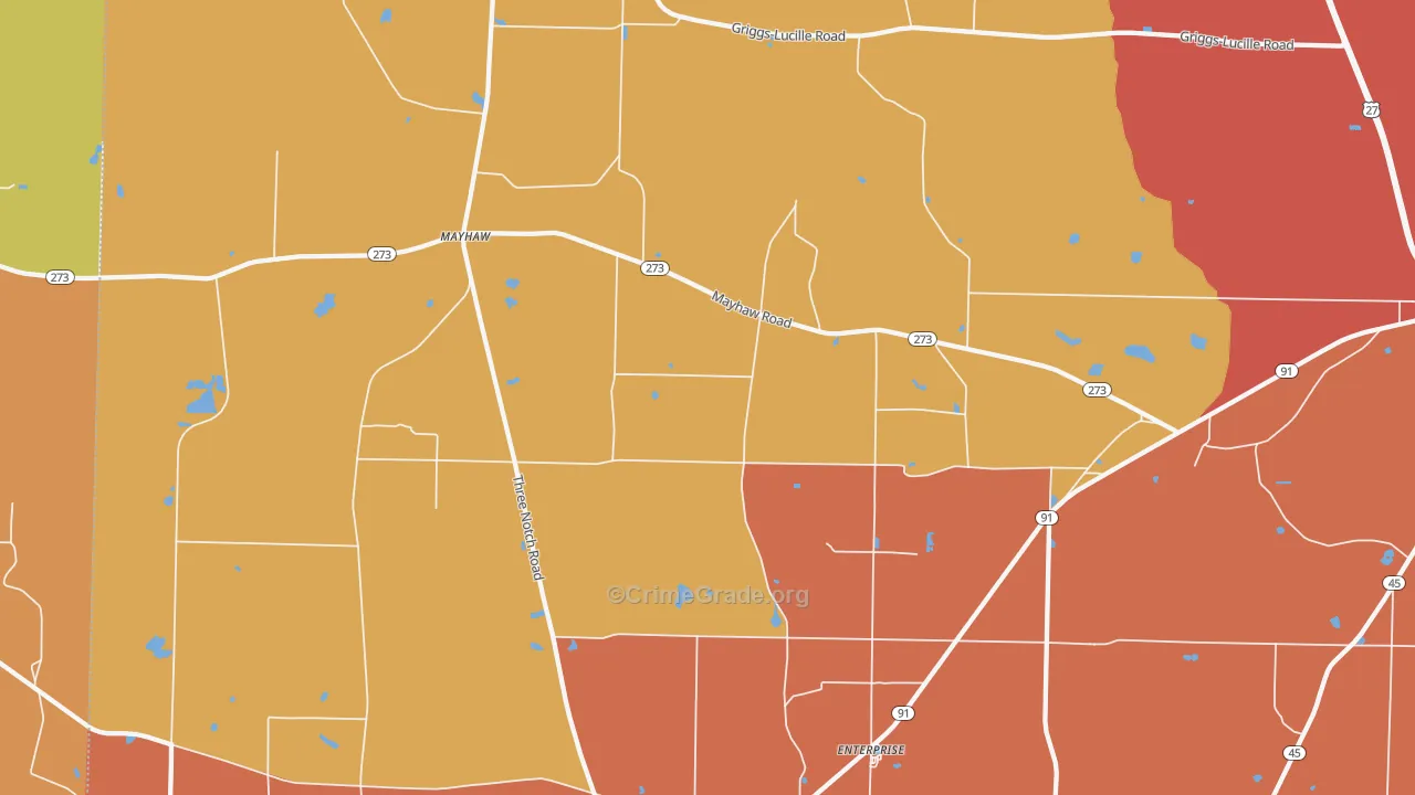 Mayhaw, GA Map of Theft Rates