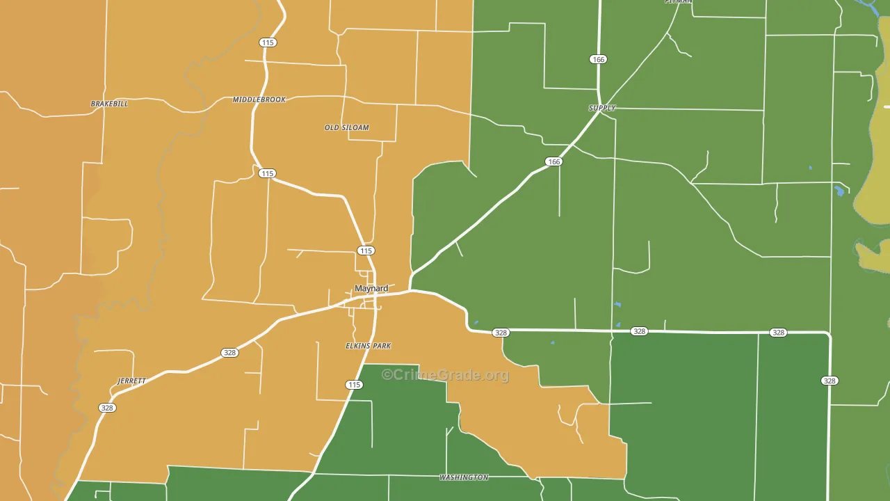 Maynard, AR Map of Theft Rates