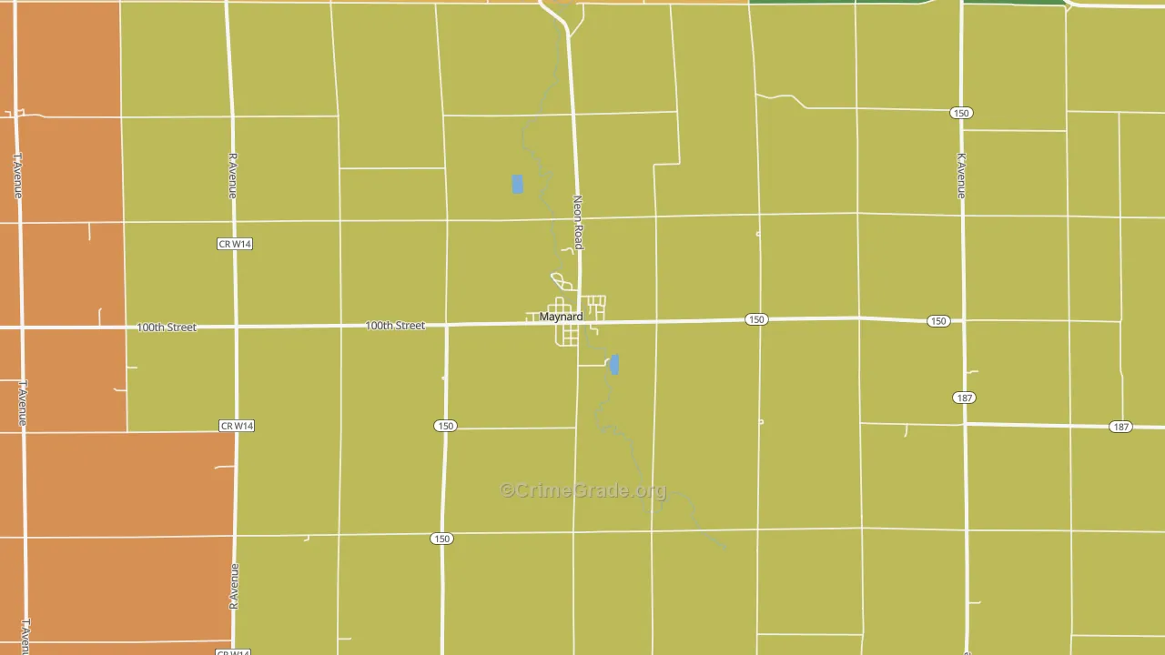 Maynard, IA Map of Theft Rates