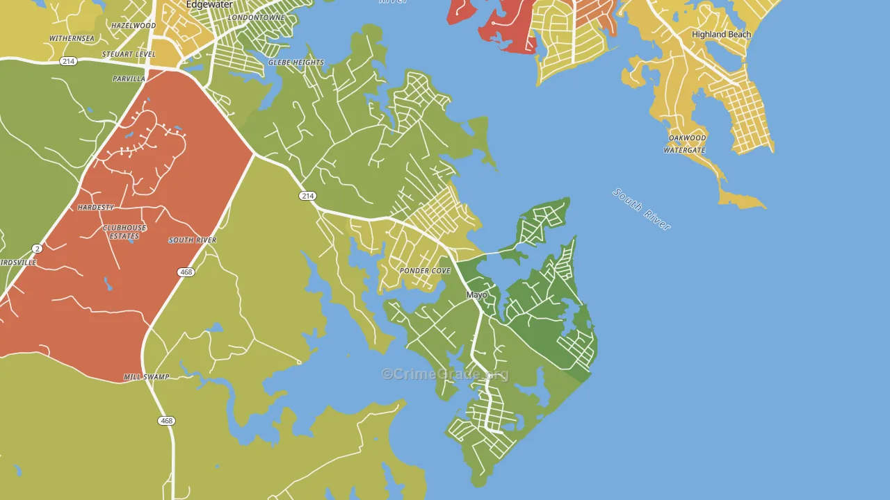 Mayo, MD Map of Theft Rates