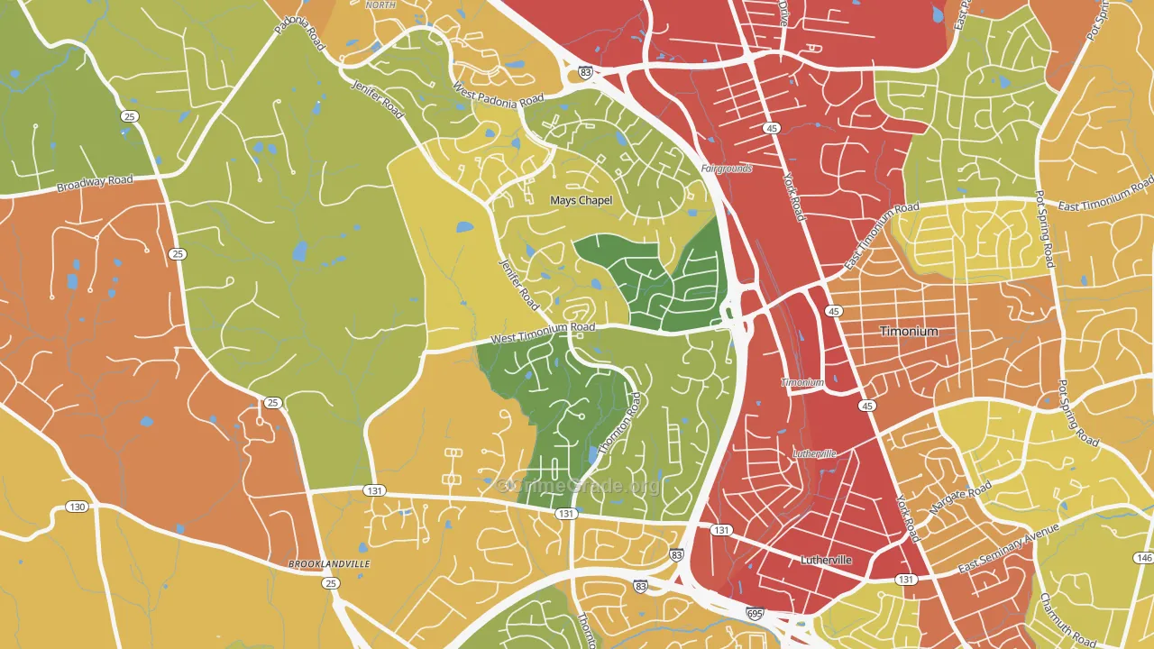 Mays Chapel, MD Map of Theft Rates