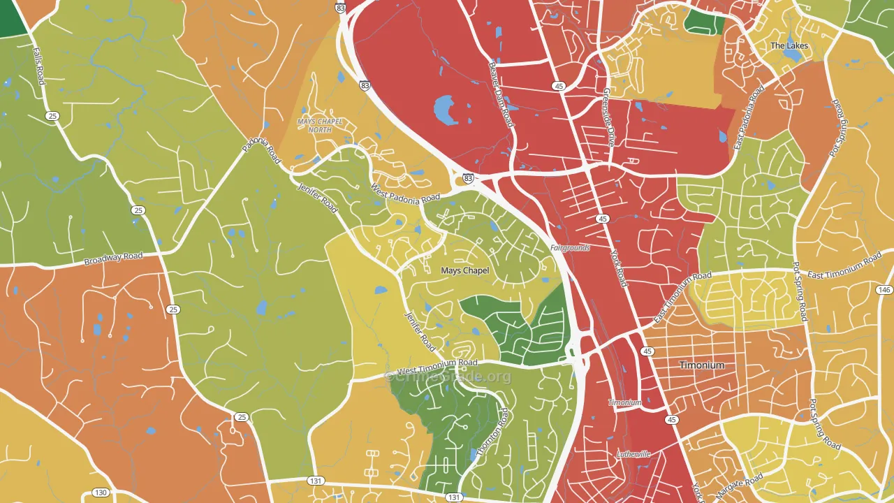 Mays Chapel Village, Mays Chapel, MD Map of Theft Rates