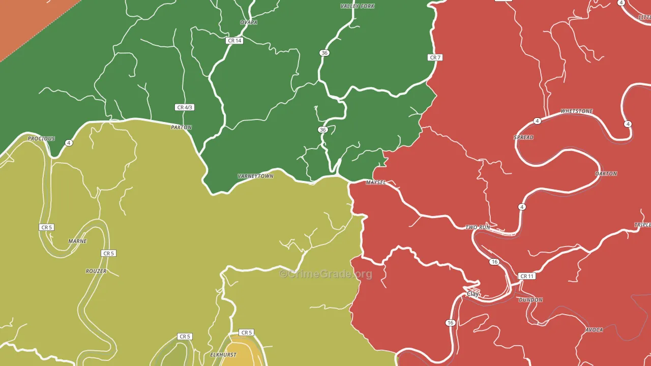 Maysel, WV Map of Theft Rates