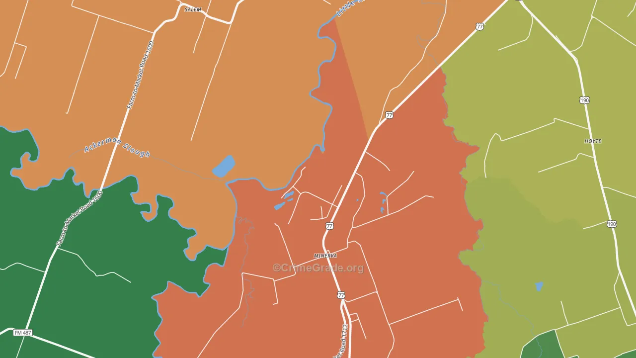 Maysfield, TX Map of Theft Rates