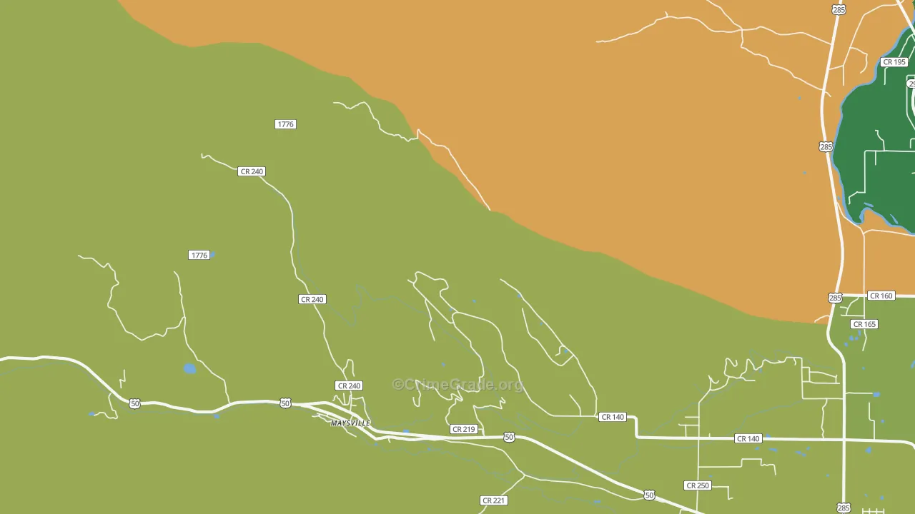 Maysville, CO Map of Theft Rates