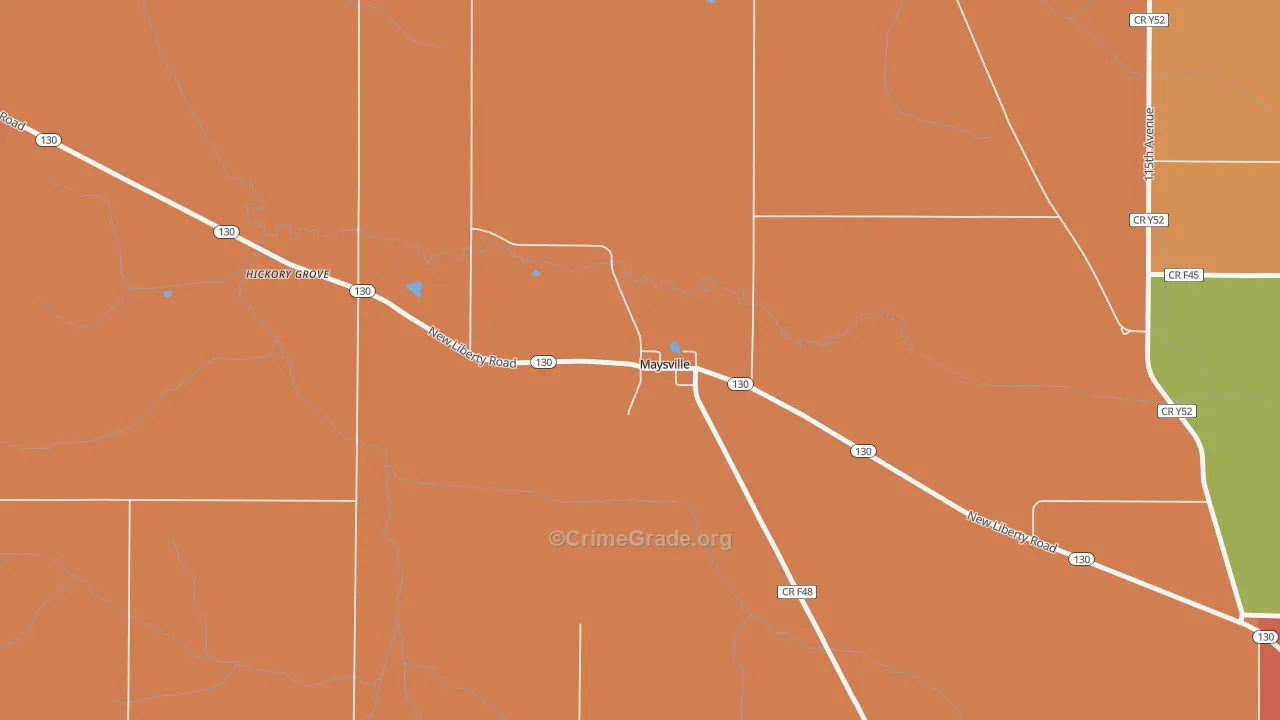 Maysville, IA Map of Theft Rates