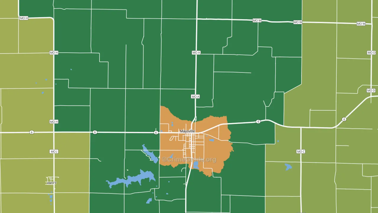 Maysville, MO Map of Theft Rates