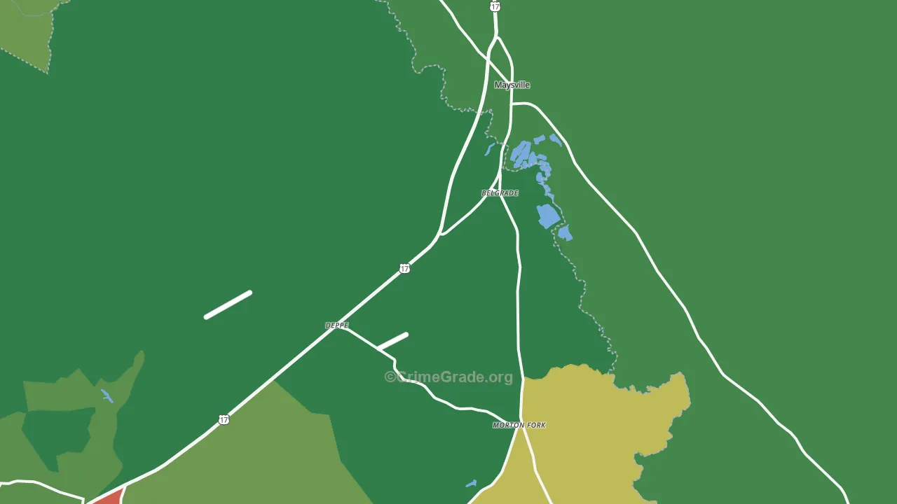 Maysville, NC Map of Theft Rates