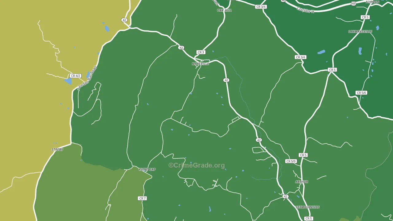 Maysville, WV Map of Theft Rates