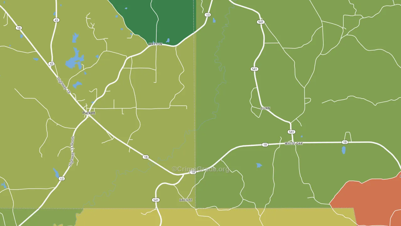 Mayton, MS Map of Theft Rates