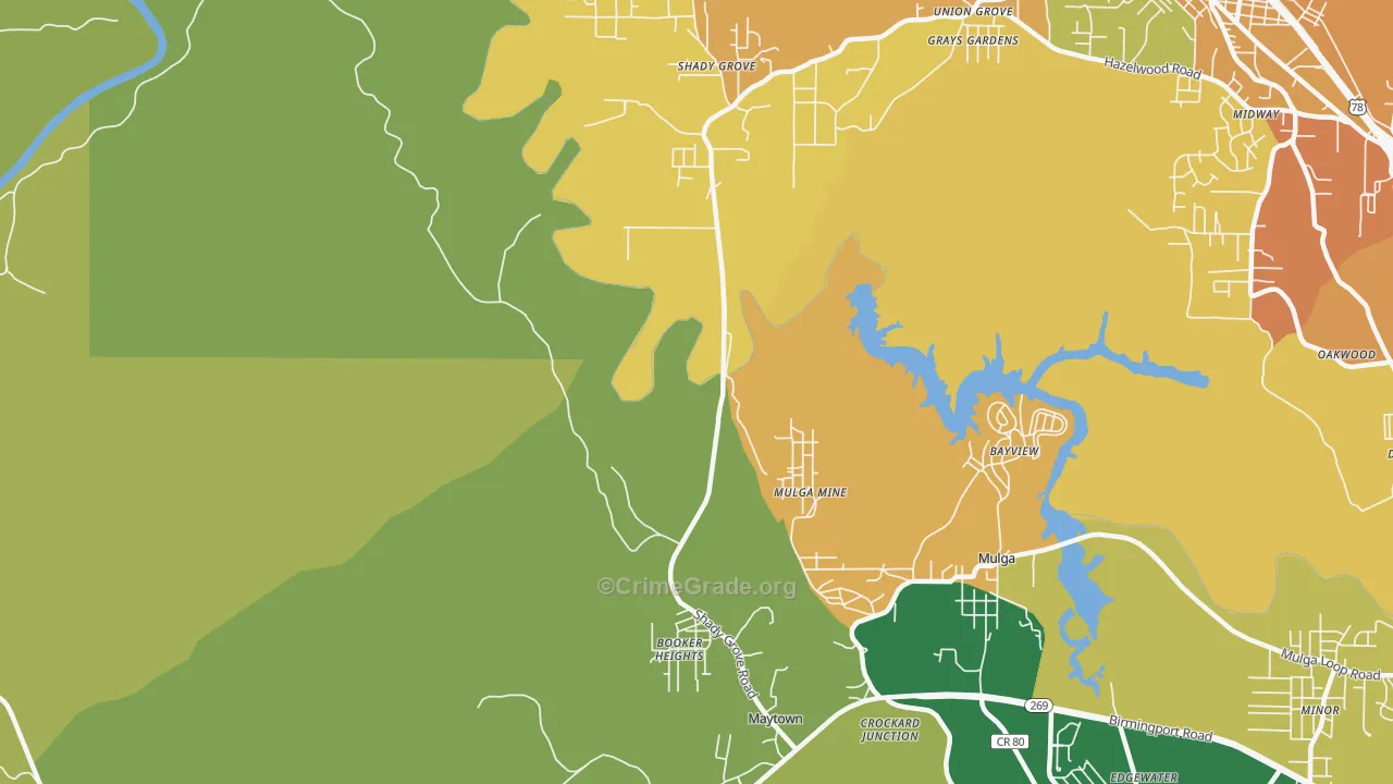 Maytown, AL Map of Theft Rates