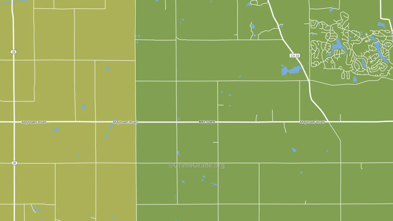 Maytown, IL Map of Theft Rates