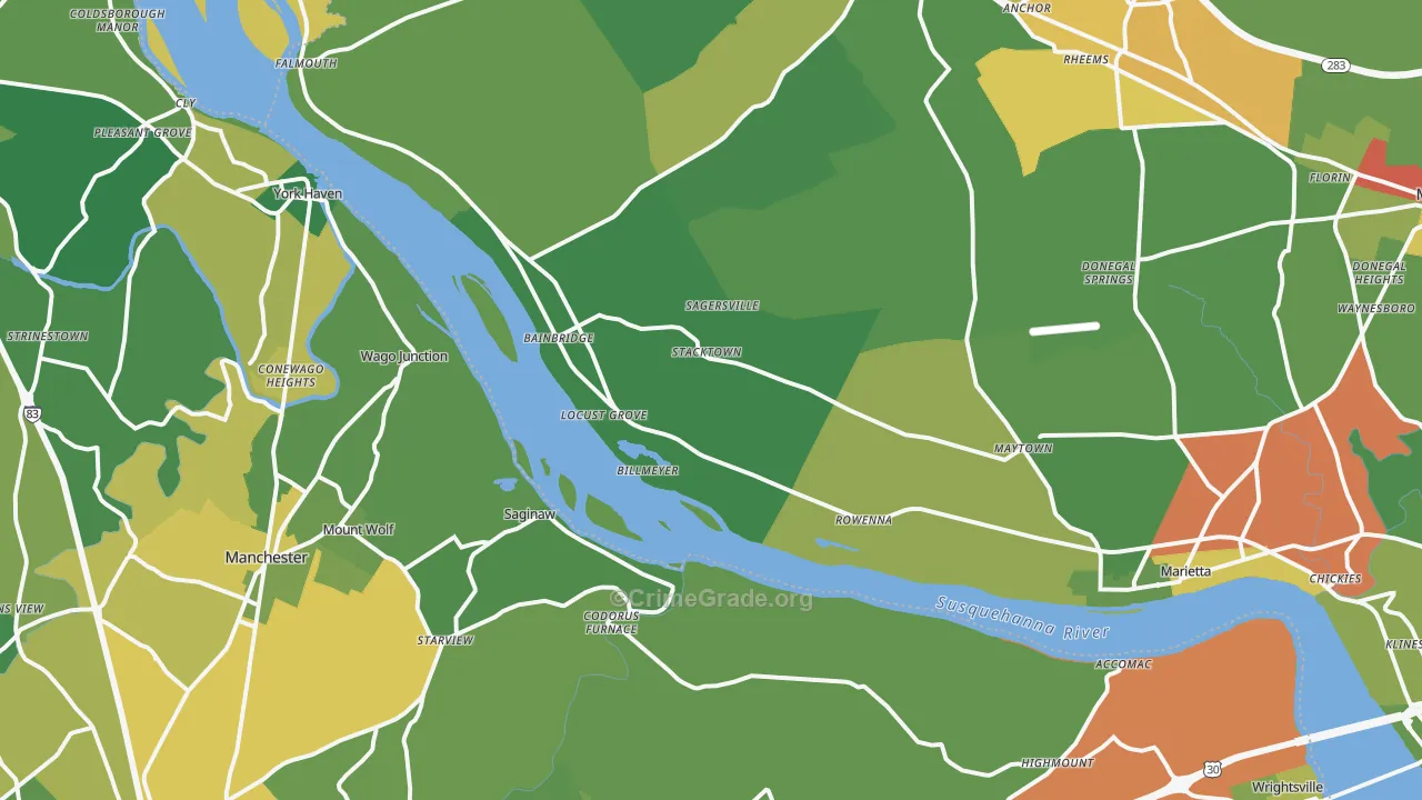 Maytown, PA Map of Theft Rates