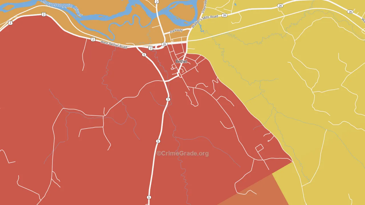 Mayville, ME Map of Theft Rates