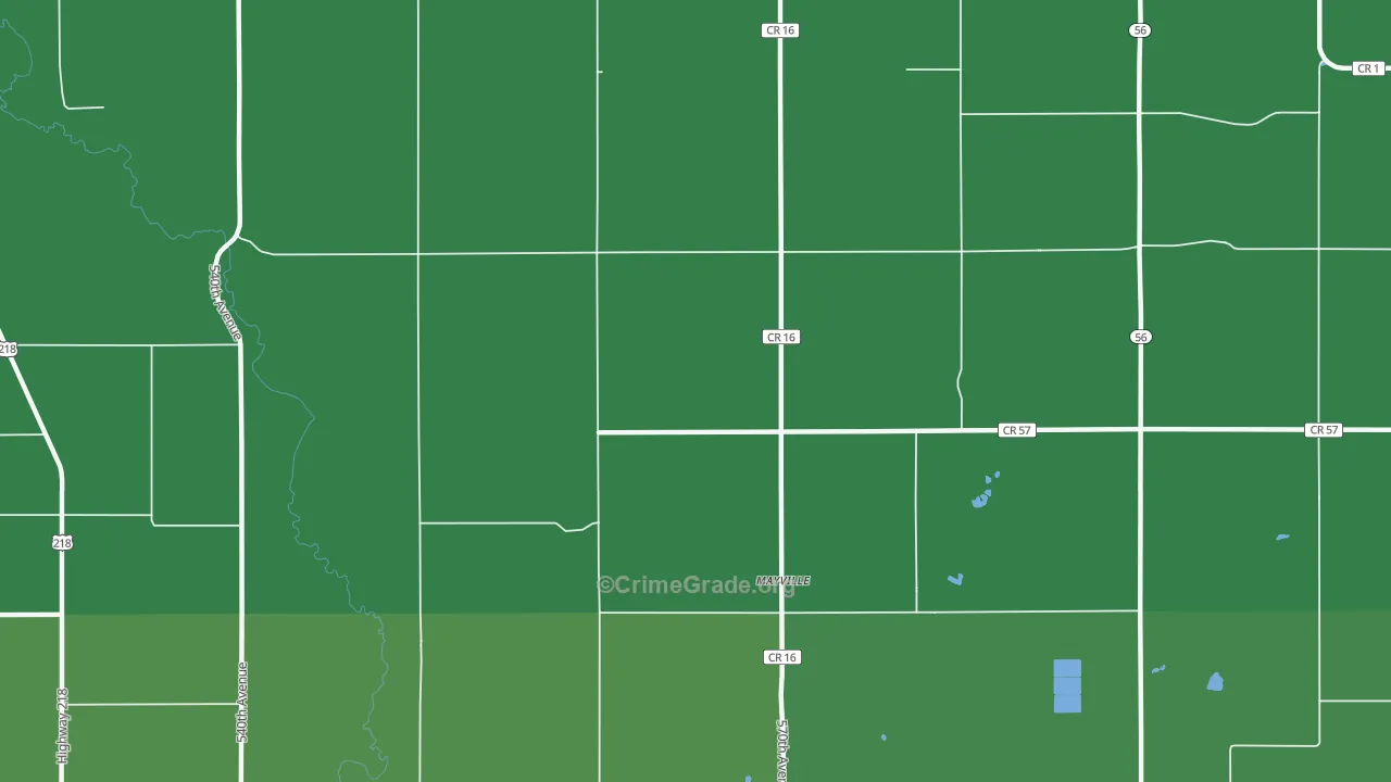 Mayville, MN Map of Theft Rates