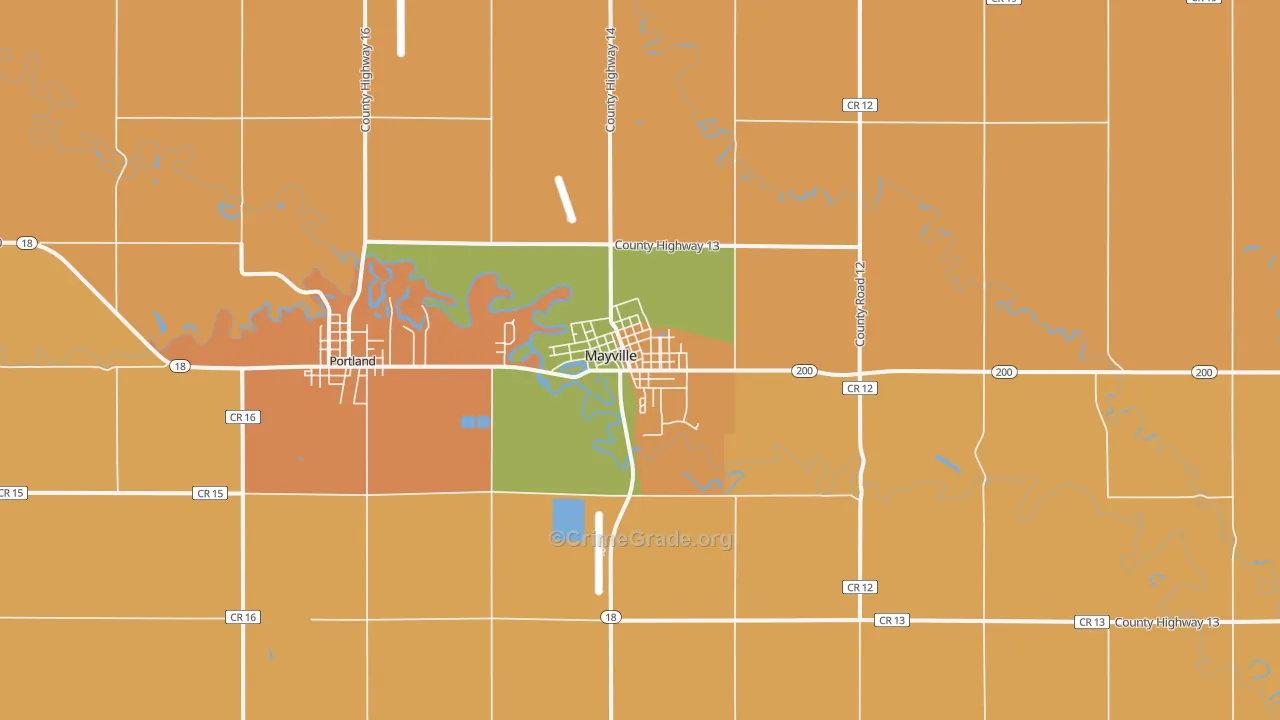 Mayville, ND Map of Theft Rates