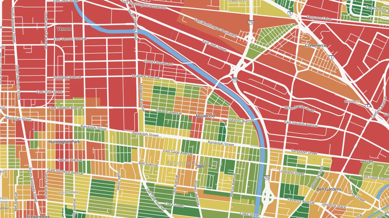 Maywood, CA Map of Theft Rates