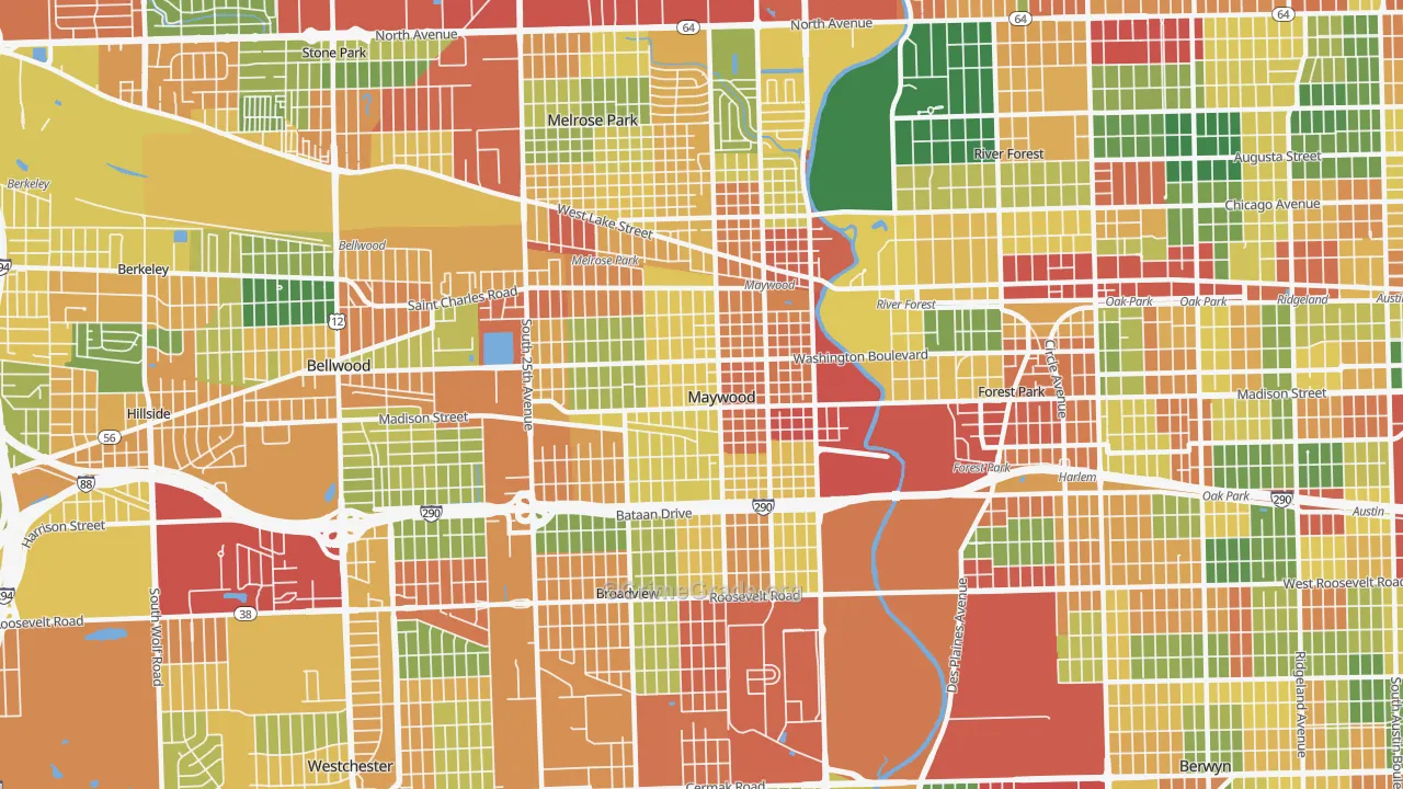 Maywood, IL Map of Theft Rates