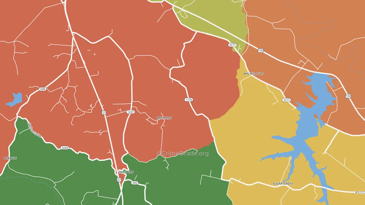 Maywood, KY Map of Theft Rates
