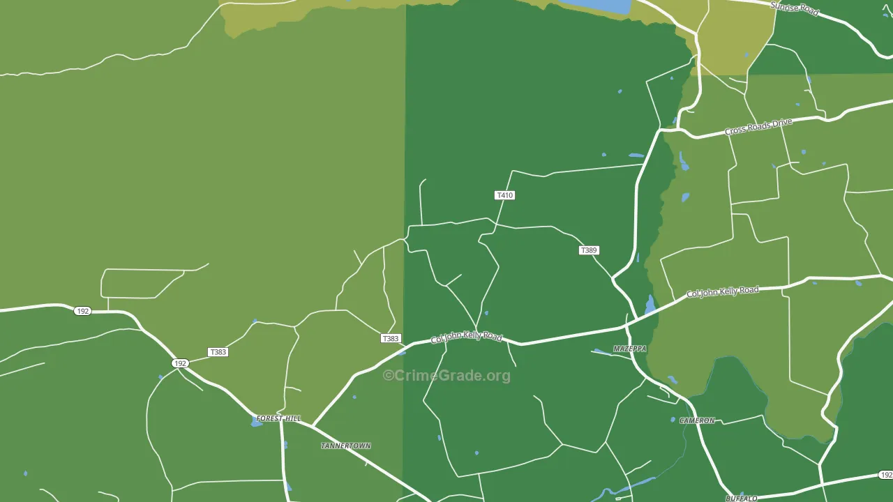 Mazeppa, PA Map of Theft Rates
