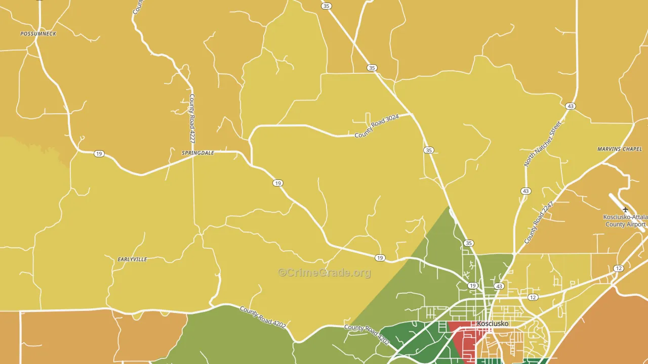 Mc Adams, MS Map of Theft Rates