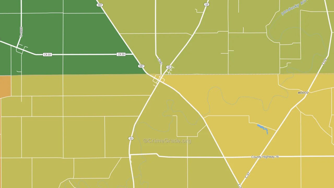 Mc Cutchenville, OH Map of Theft Rates
