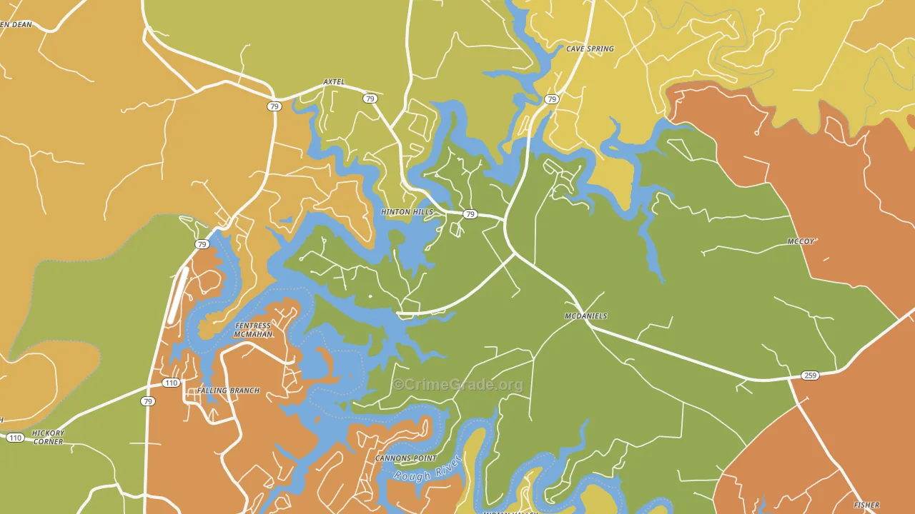 Mc Daniels, KY Map of Theft Rates