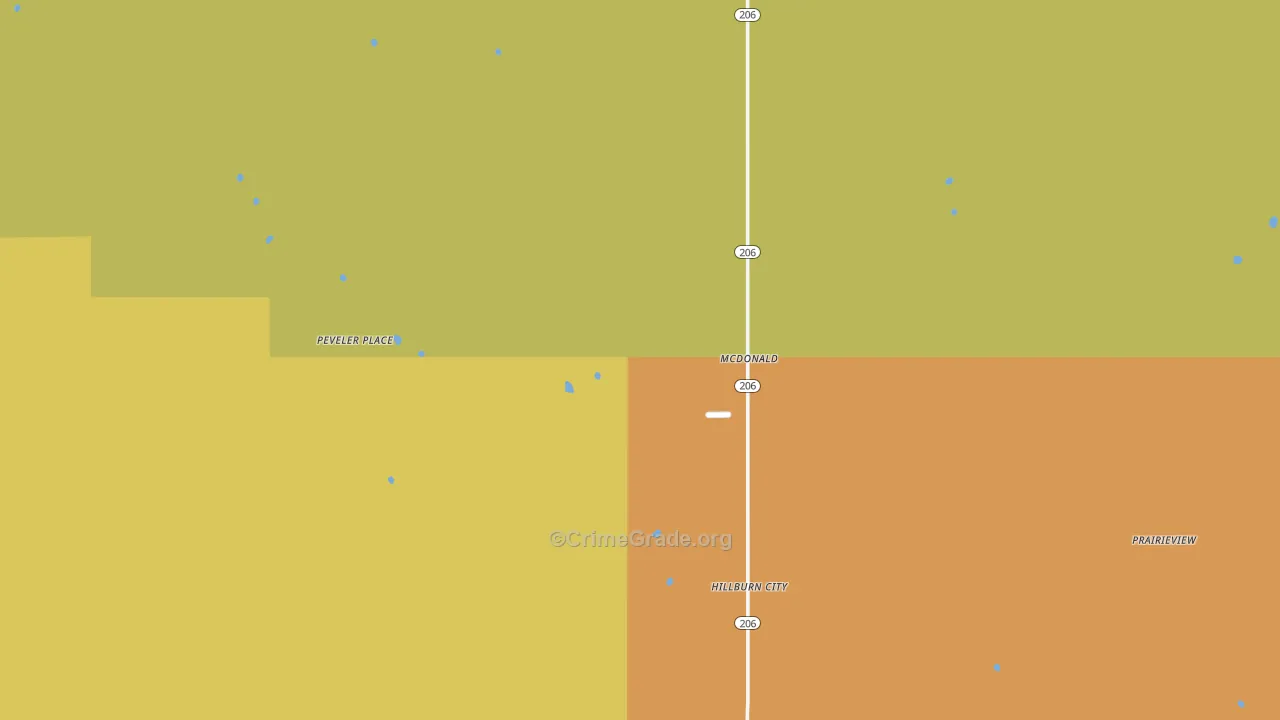 Mc Donald, NM Map of Theft Rates