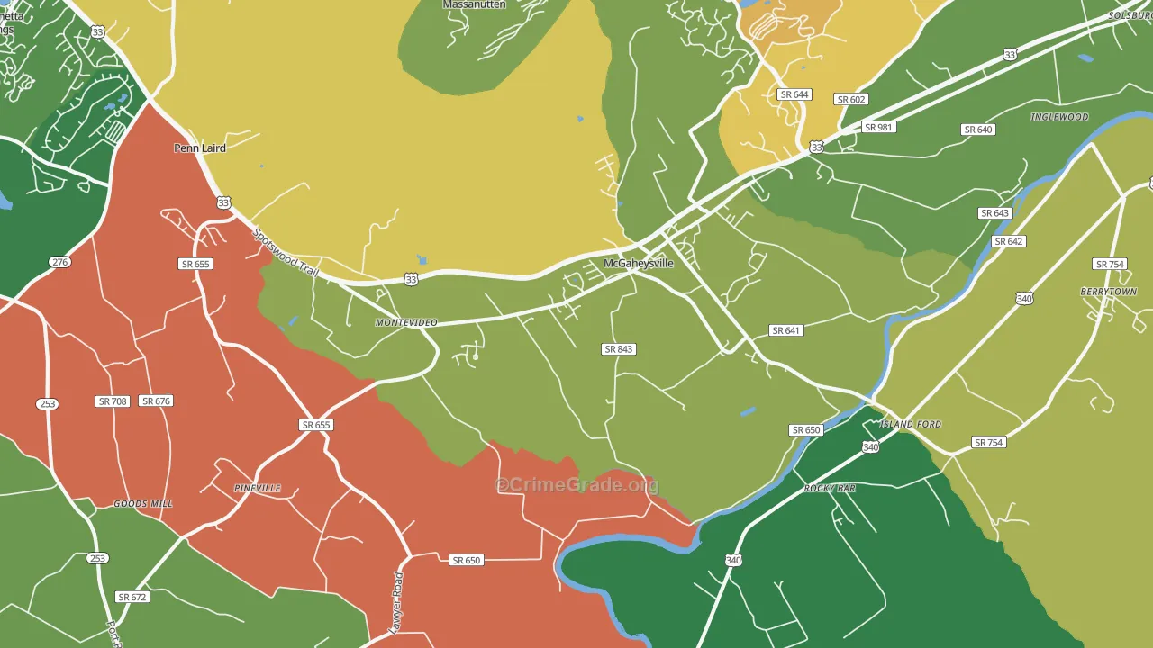 Mc Gaheysville, VA Map of Theft Rates