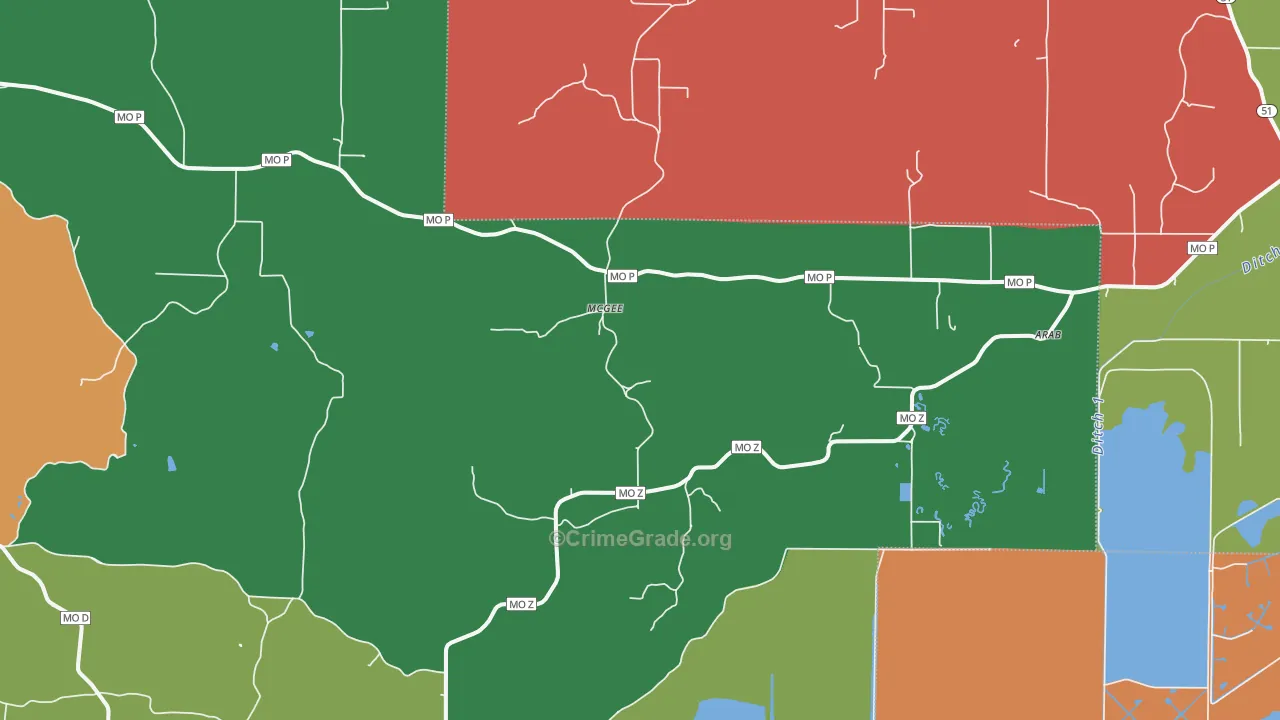 Mc Gee, MO Map of Theft Rates