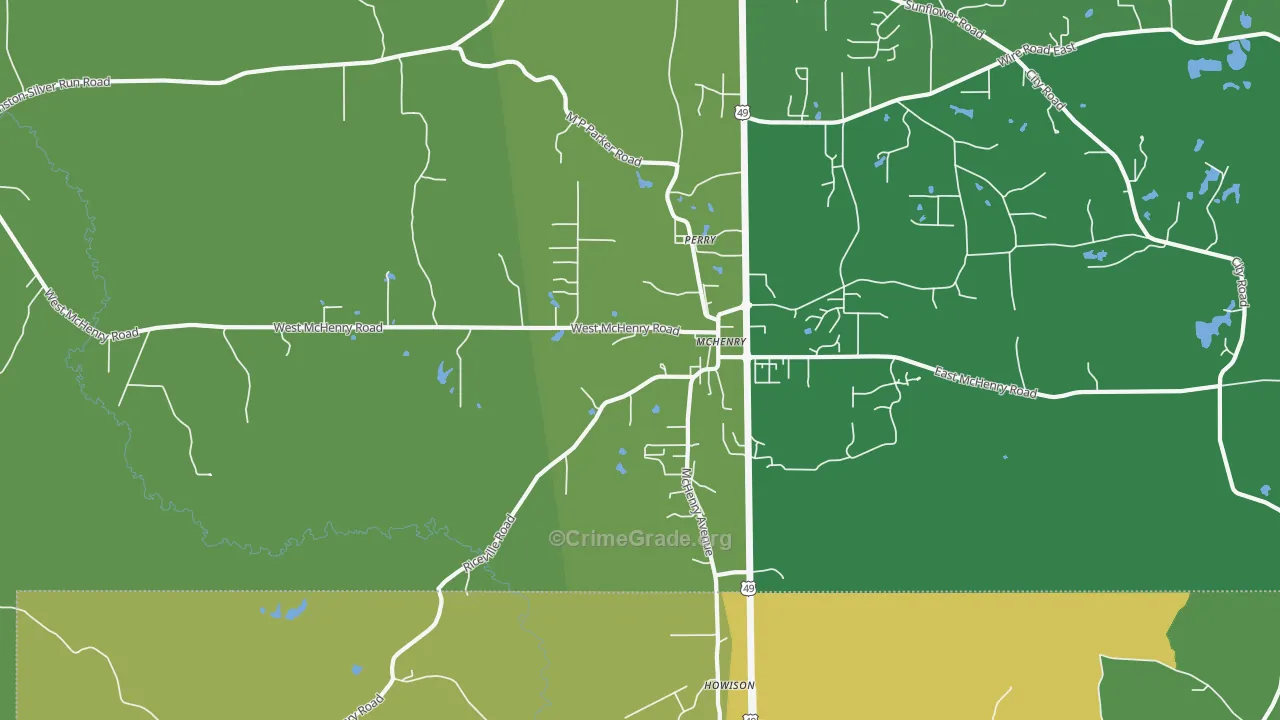 Mc Henry, MS Map of Theft Rates
