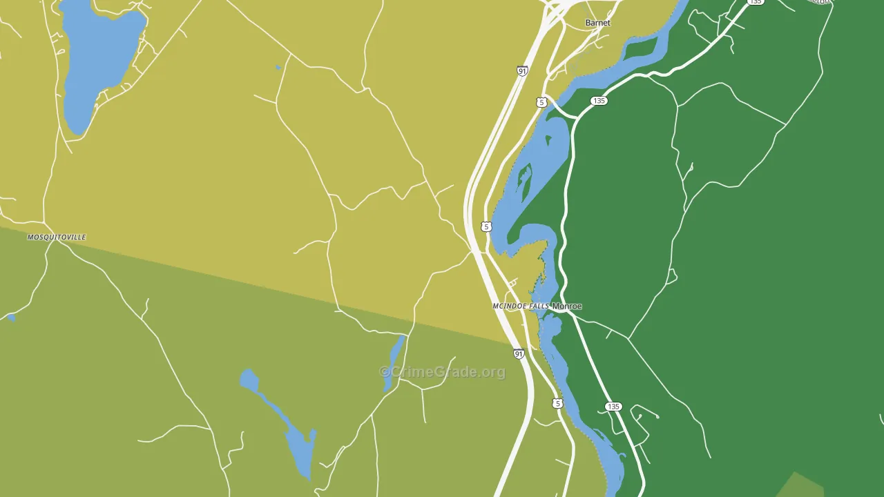 Mc Indoe Falls, VT Map of Theft Rates