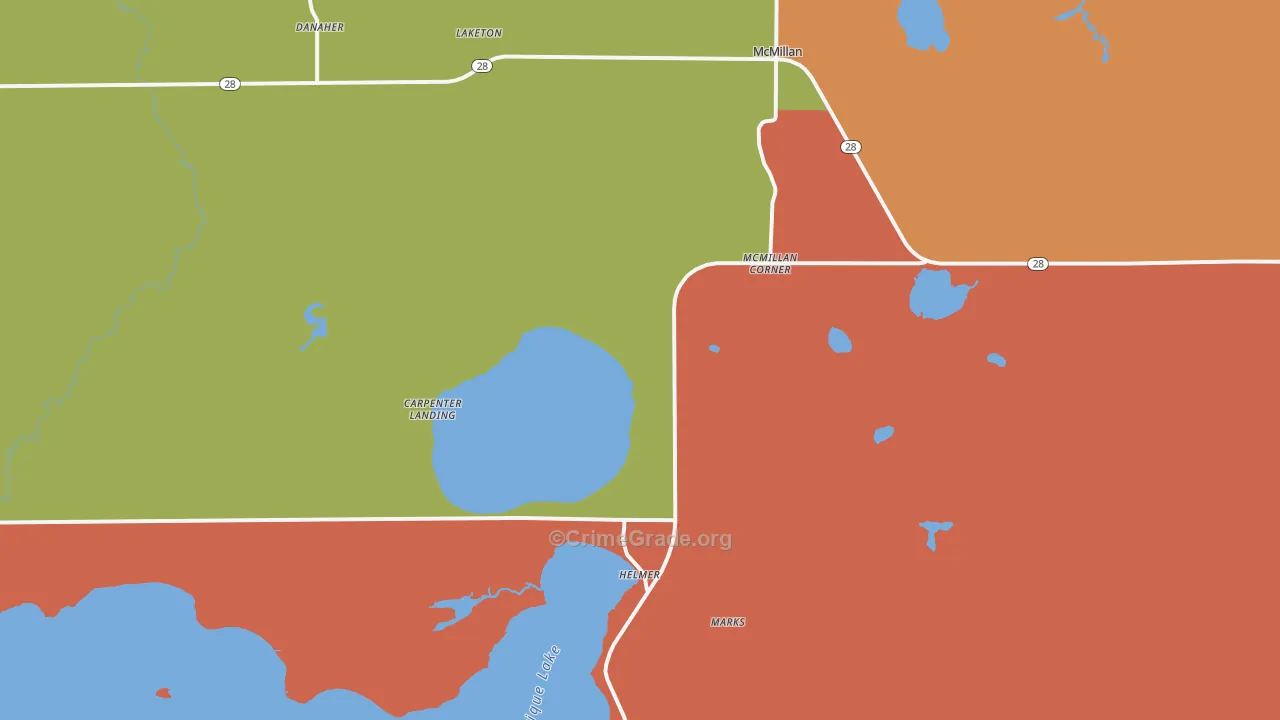Mc Millan, MI Map of Theft Rates