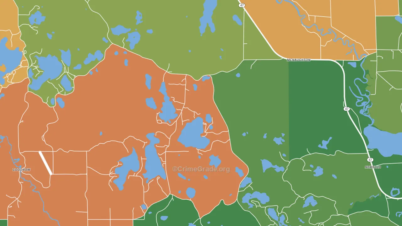 Mc Naughton, WI Map of Theft Rates