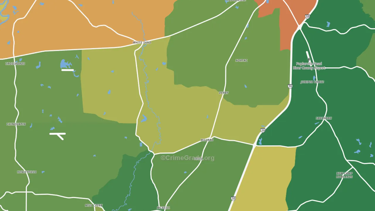 Mc Neill, MS Map of Theft Rates