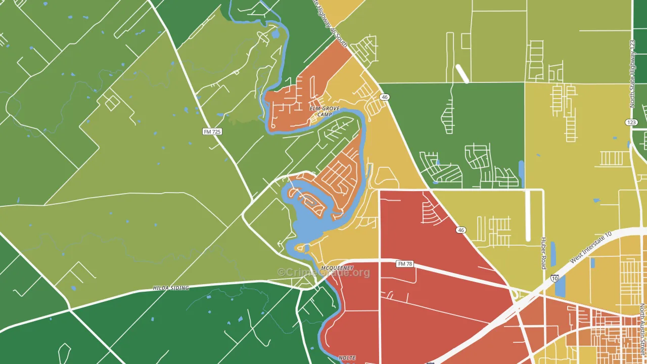 Mc Queeney, TX Map of Theft Rates