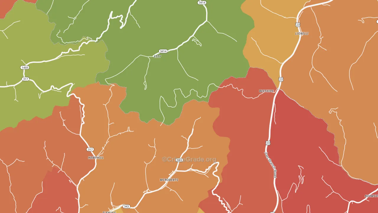 Mc Roberts, KY Map of Theft Rates