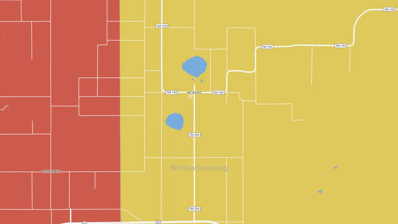 Mcadoo, TX Map of Theft Rates