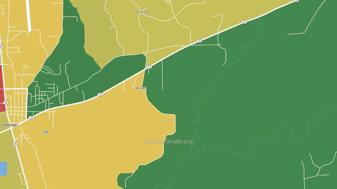 McAfee, MS Map of Theft Rates