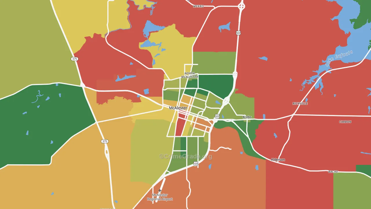 McAlester, OK Map of Theft Rates