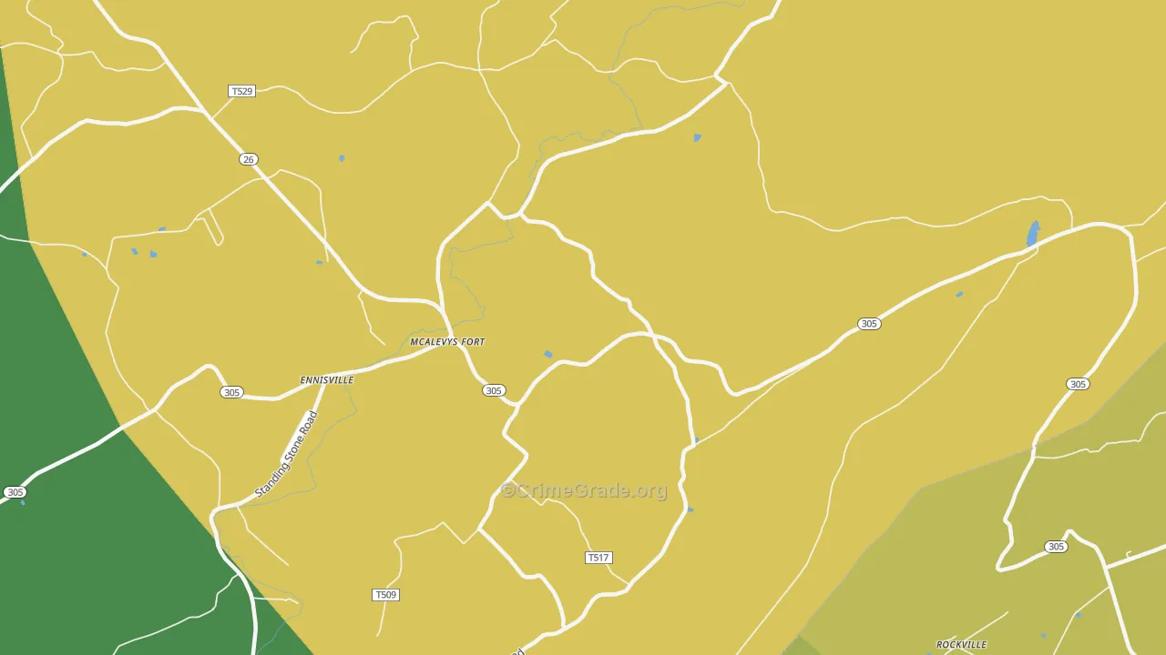 McAlevys Fort, PA Map of Theft Rates