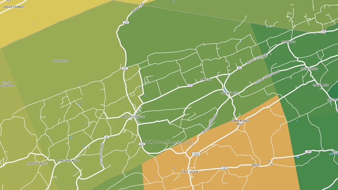 McAlisterville, PA Map of Theft Rates