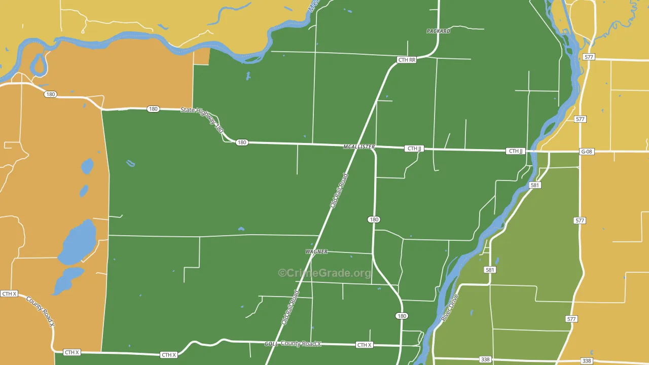 McAllister, WI Map of Theft Rates