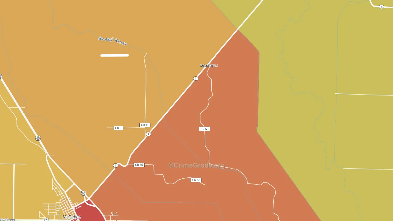 McArthur, AR Map of Theft Rates