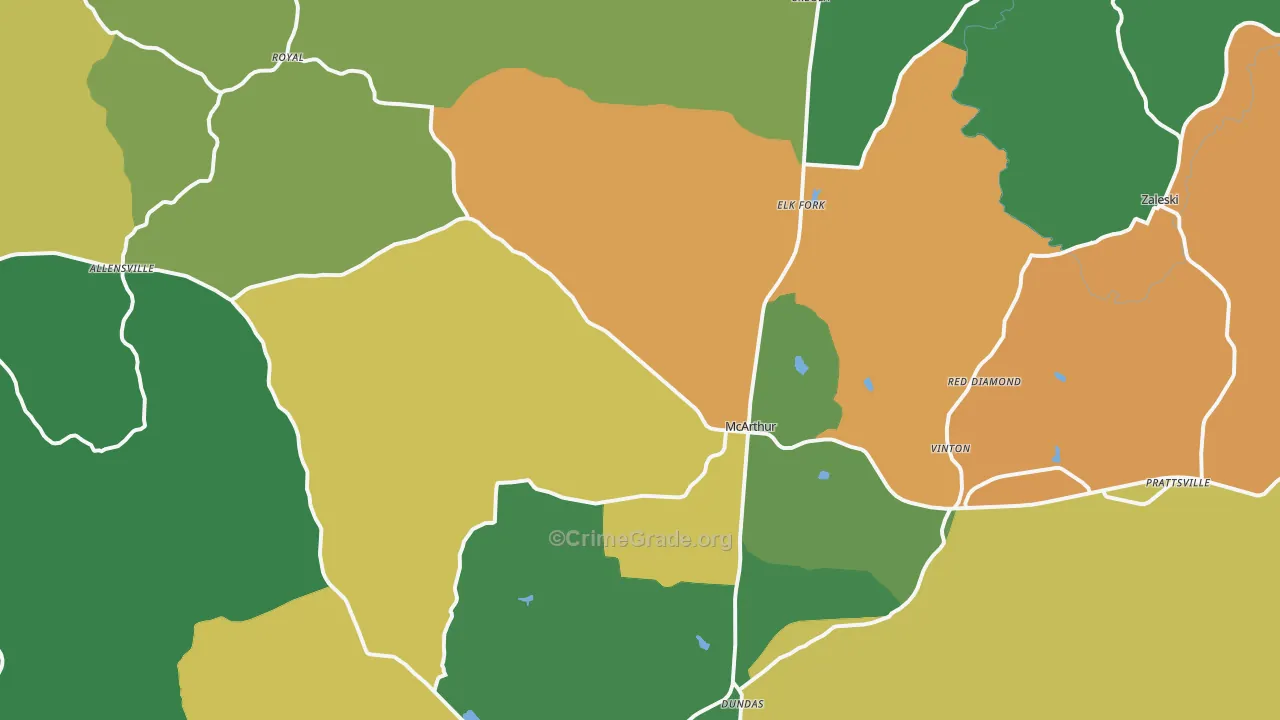 McArthur, OH Map of Theft Rates